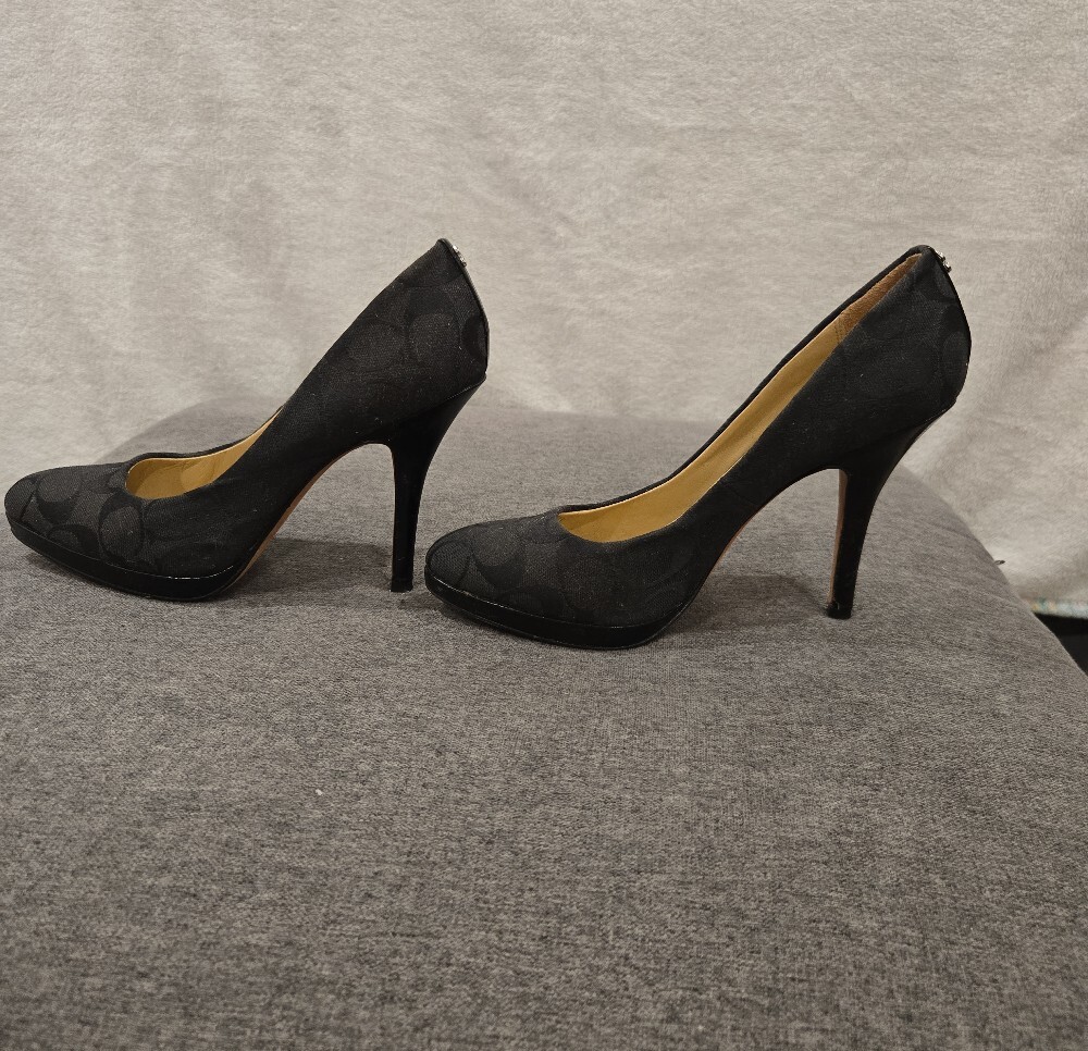 Coach Black Signature Logo Stiletto Pumps - Picture 2 of 5